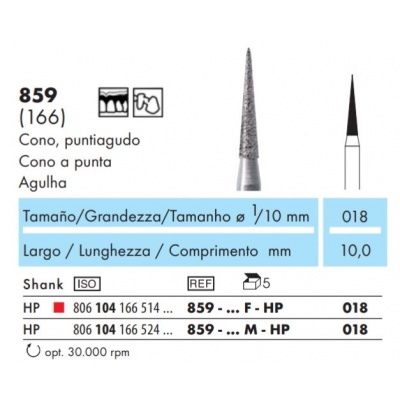Fresa de Diamante NTI Cono Agudo HP Grano Medio